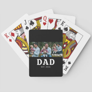 Papa hat mutig modernes Schwarz 3 Foto gegründet Spielkarten