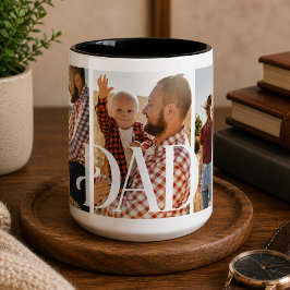 Papa hat personalisiertes Familienfoto erstellt Zweifarbige Tasse