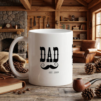 Papa hat Schnurrbart Jahr westliche Vintage Kaffeetasse