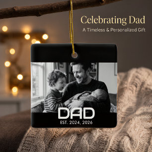 Papa hat Schwarz Weiß Fett Foto erstellt  Keramikornament