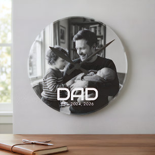 Papa hat Schwarz-Weiß-Foto mit Stil erstellt Runde Wanduhr