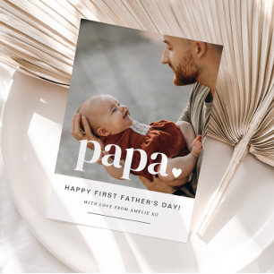 Papa Heart - Foto-Karte des ersten Vaters Einladung