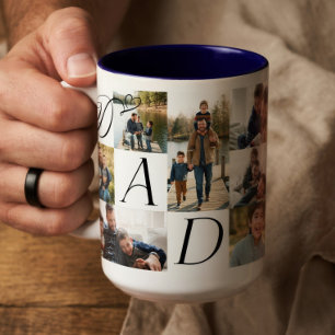 Papa Herz Familie Fotocollage Alles Gute zum Vater Zweifarbige Tasse