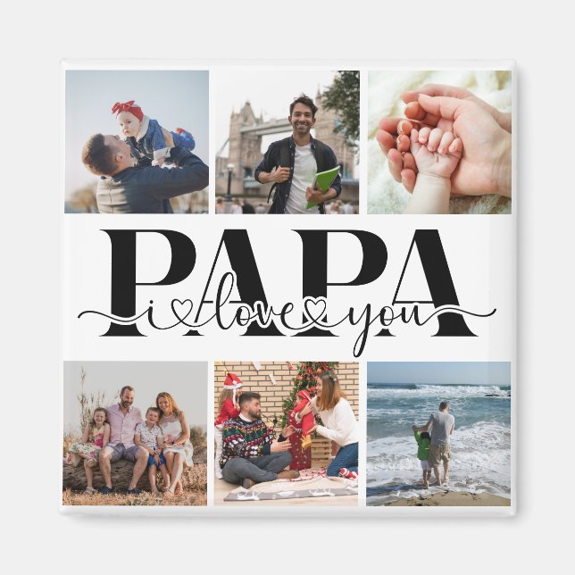Papa I Liebe Sie benutzerdefinierte FotoCollage Magnet (Vorne)