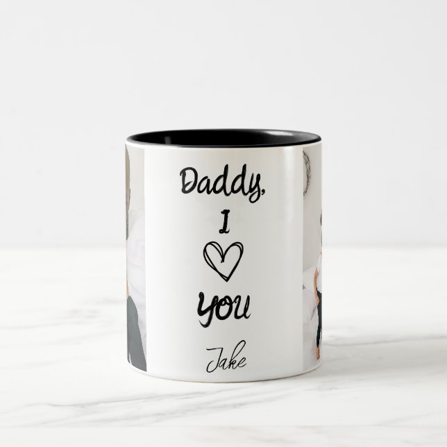 Papa, ich Liebe dich | Personalisierte Fotos Schwa Zweifarbige Tasse (Mittel)