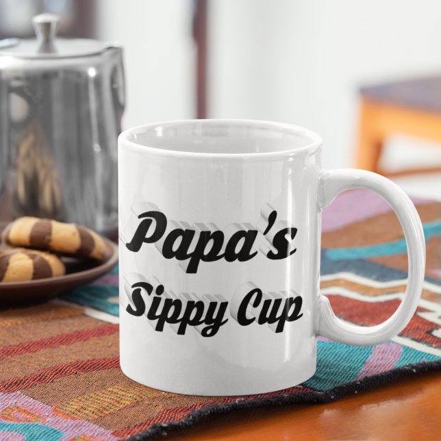 Papa-Kaffee Zitat schwarzer Halbtext Kaffeetasse (Von Creator hochgeladen)