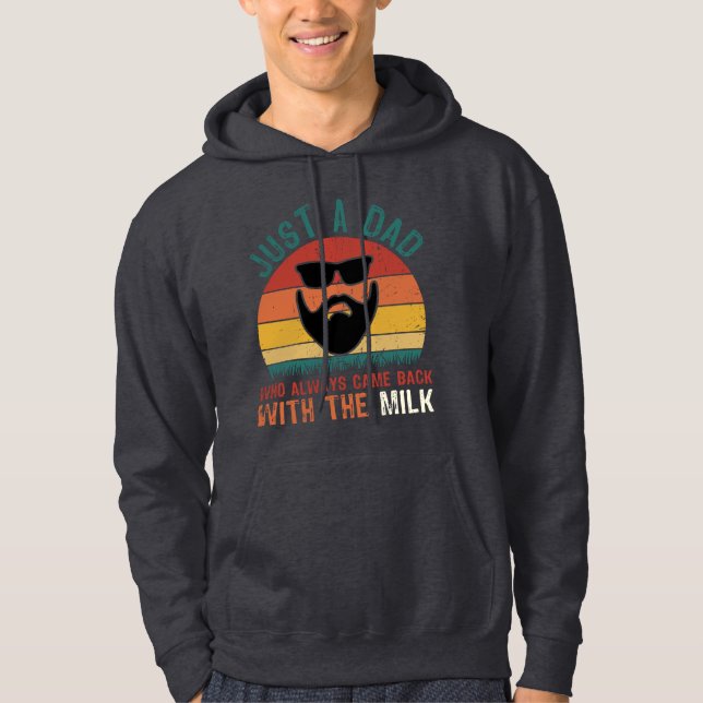 Papa kam mit Milch zurück - Lustiger Retro-Stil Hoodie (Vorderseite)