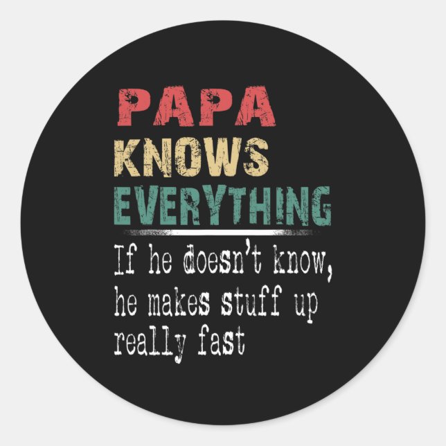 Papa Knows Everything - Christmas Grandpa Gift  Runder Aufkleber (Vorderseite)