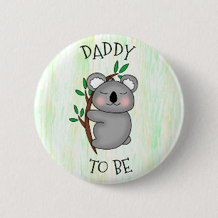 Papa   Koala thematied Baby Dusche Button