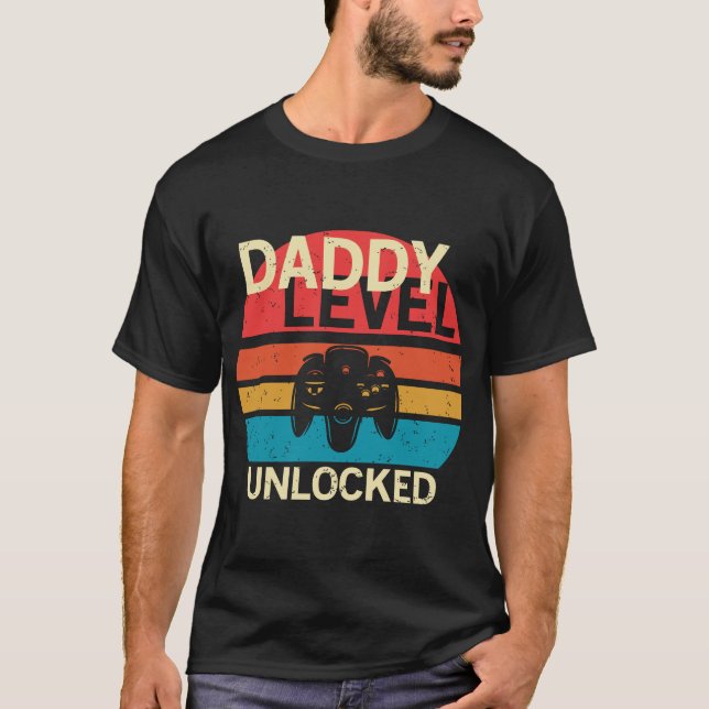 Papa Level Uncked Funny New Dad, Gaming Design, T-Shirt (Vorderseite)