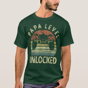 Papa Level Unlocked, Gaming Video Game Dad, Funny  T-Shirt