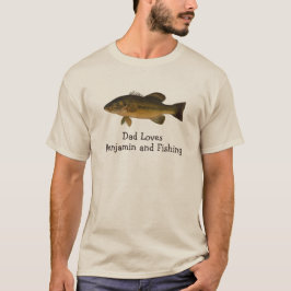 Papa liebt Kindsname und Angeln von Barsch T-Shirt