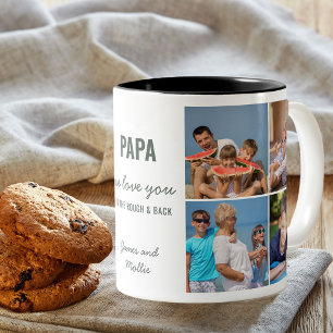 Papa Love You bis zur Rauheit & zurück Foto-Collag Zweifarbige Tasse