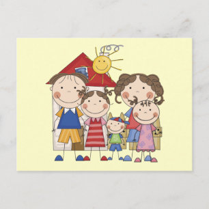 Papa, Mama, große Schwester, mittlere Schwester, k Postkarte