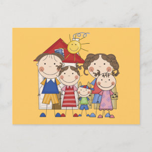 Papa, Mama, große Schwester, mittlere Schwester, k Postkarte