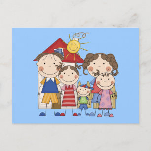 Papa, Mama, große Schwester, mittlere Schwester, k Postkarte