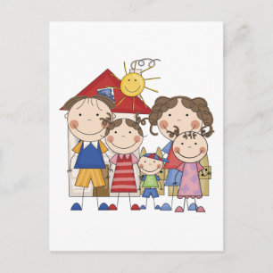 Papa, Mama, große Schwester, mittlere Schwester, k Postkarte