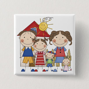 Papa, Mama, große Schwester, mittlerer Bruder, Bab Button