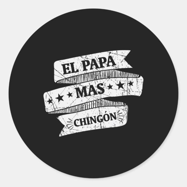 Papa Mas Chingon Funny Spanish Vathers Day Gift Runder Aufkleber (Vorderseite)