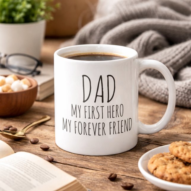 Papa Mein Erster Held Mein Bester Freund Minimalis Kaffeetasse (Dad My First Hero My Forever Friend Minimalist Coffee Mug)