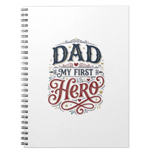 Papa mein erster Held Vintage-Typografie-Shirt_1 Notizblock