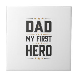 Papa Mein erster Held Vintage-Typografie-Shirt-Des Fliese