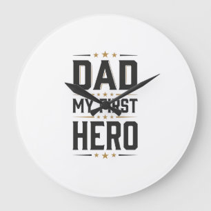 Papa Mein Erster Held Vintage-Typografie-Shirt-Des Große Wanduhr