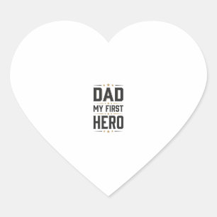 Papa Mein Erster Held Vintage-Typografie-Shirt-Des Herz-Aufkleber