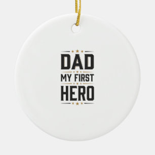 Papa Mein Erster Held Vintage-Typografie-Shirt-Des Keramik Ornament