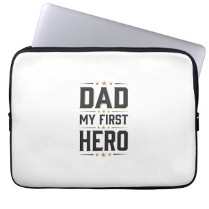 Papa Mein Erster Held Vintage-Typografie-Shirt-Des Laptopschutzhülle