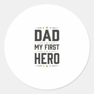 Papa Mein Erster Held Vintage-Typografie-Shirt-Des Runder Aufkleber