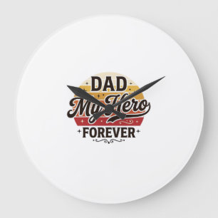 Papa mein Held für immer Retro Vintage Shirt Desig Große Wanduhr