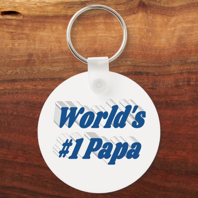 Papa mit blauem Text Schlüsselanhänger (Rückseite)
