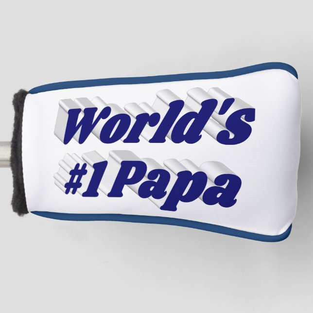 Papa mit dunkelblauem Text-Kopfdeckel Golf Headcover (Vorderseite)