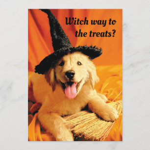 Papa mit Hexenhut und Broom Einladung