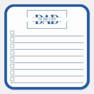 Papa modernes blaues Monogramm 3" To-Do-Liste Quadratischer Aufkleber