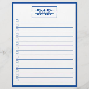 Papa modernes blaues Monogramm 8,5" x 11" To-Do-Li Flyer