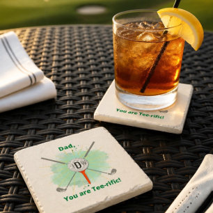 Papa Monogramm-Untersetzer aus Stein mit Golfbal Steinuntersetzer