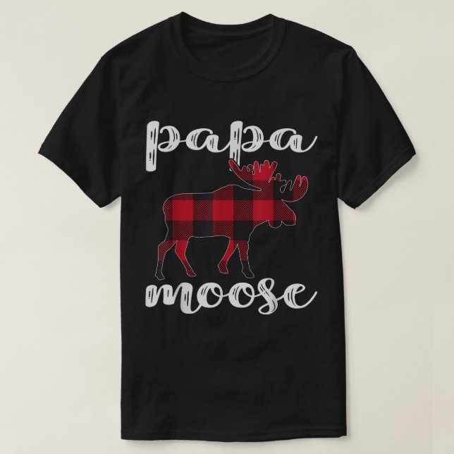Papa Moose Buffalo Plaid Family Christmas T-Shirt (Design vorne)