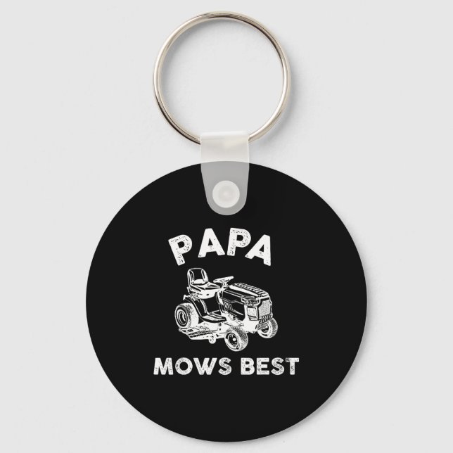 Papa Mows Funny Lawn Mower Father's Day Grandpa  Schlüsselanhänger (Vorderseite)