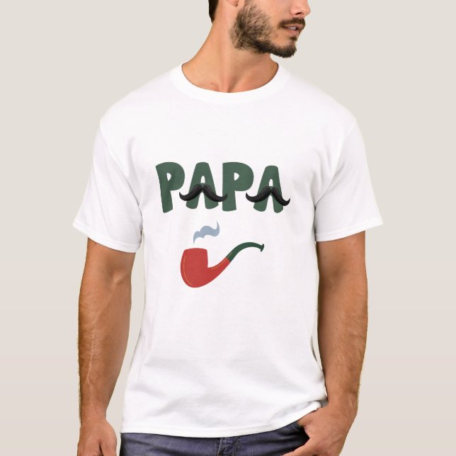 Papa mustache father day white T-Shirt (Vorderseite)