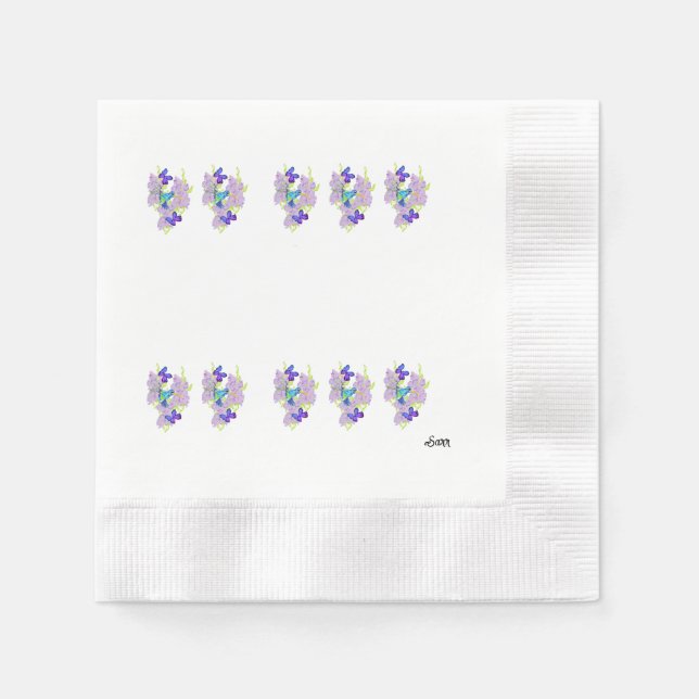 Papa Napkins : Tag mit einem hummenden Vogel Serviette (Vorderseite)