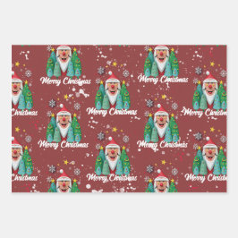 Papá Noel entre Estrellas y Árboles Geschenkpapier Set