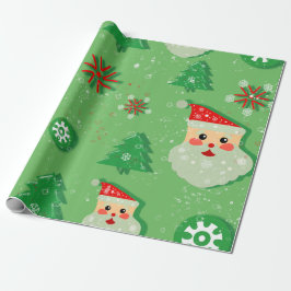 Papá Noel y Abetos Festivos Geschenkpapier