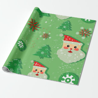 Papá Noel y Abetos Festivos Geschenkpapier