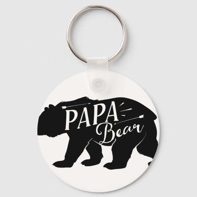 Papa Novelty Bear Funny Retro Schlüsselanhänger (Vorderseite)