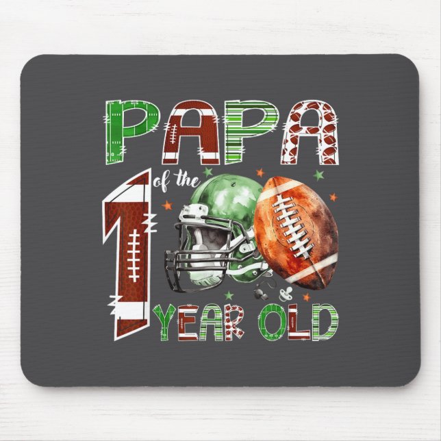 Papa Of The 1 Year Old Football Lover 1st Birthday Mousepad (Vorne)