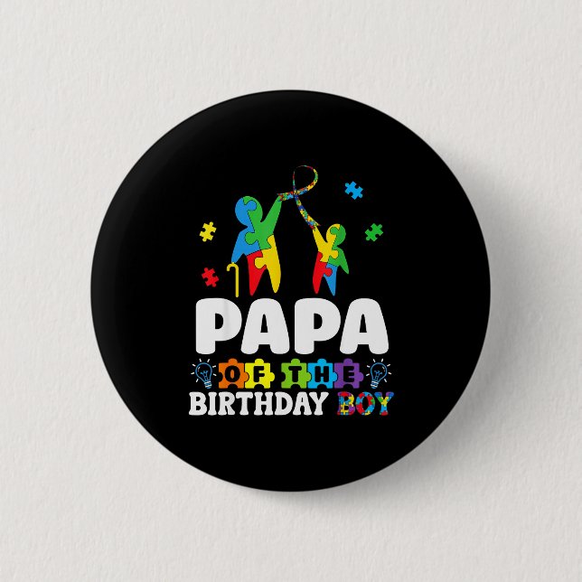 Papa Of The Birthday Boy Autism Awareness Support  Button (Vorderseite)