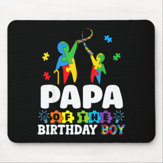Papa Of The Birthday Boy Autism Awareness Support  Mousepad