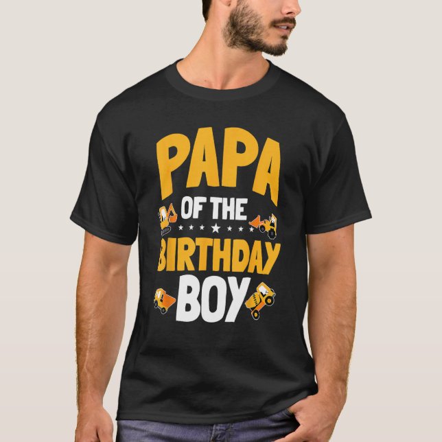 Papa of the Birthday Boy Construction Worker T-Shirt (Vorderseite)